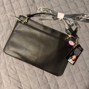 Nicole Miller Black Leather Crossbody Bag